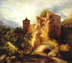 Gesprengter Turm, gemalt um 1830 von Carl Blechen