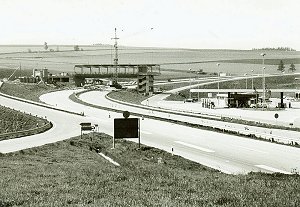 Bau des Brückenrasthauses Frankenwald 1968