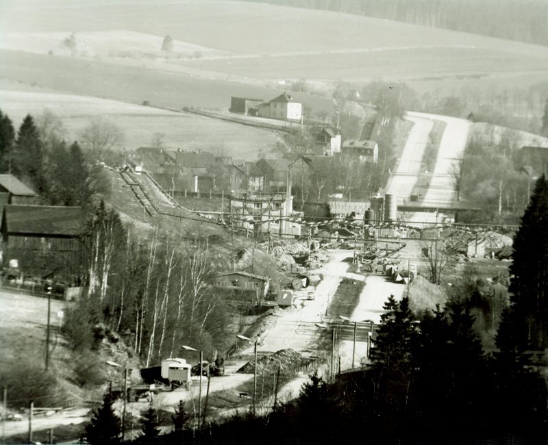 Bau der Abfertigungsgebäude für den Autobahn-Grenzübergang Rudolphstein 1965
