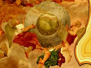 Erdkugel und durchsichtige Himmelssphäre