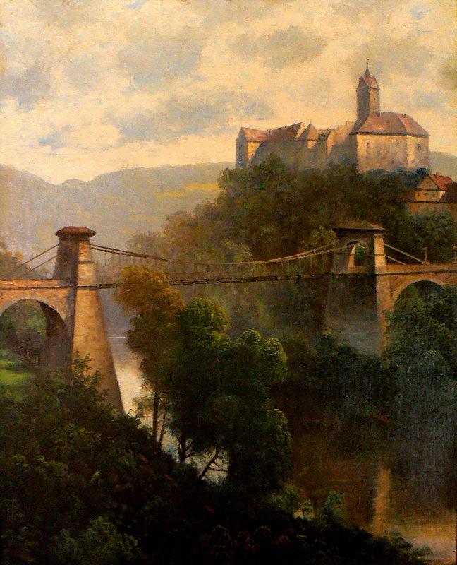 Gemälde: Die 1836 errichtete Kettenbrücke