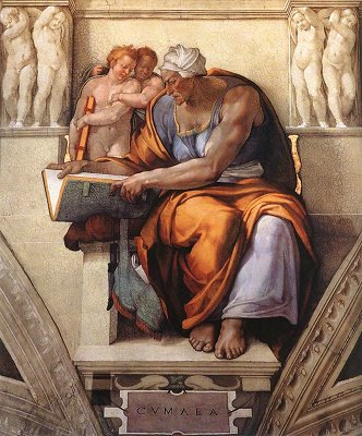 Die Sibylle in Cumae, gemalt von Michelangelo in der Sixtinischen Kapelle