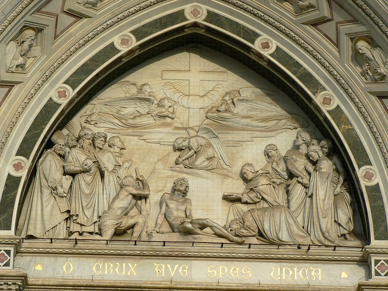 Marmorrelief an der Kirche Santa Croce